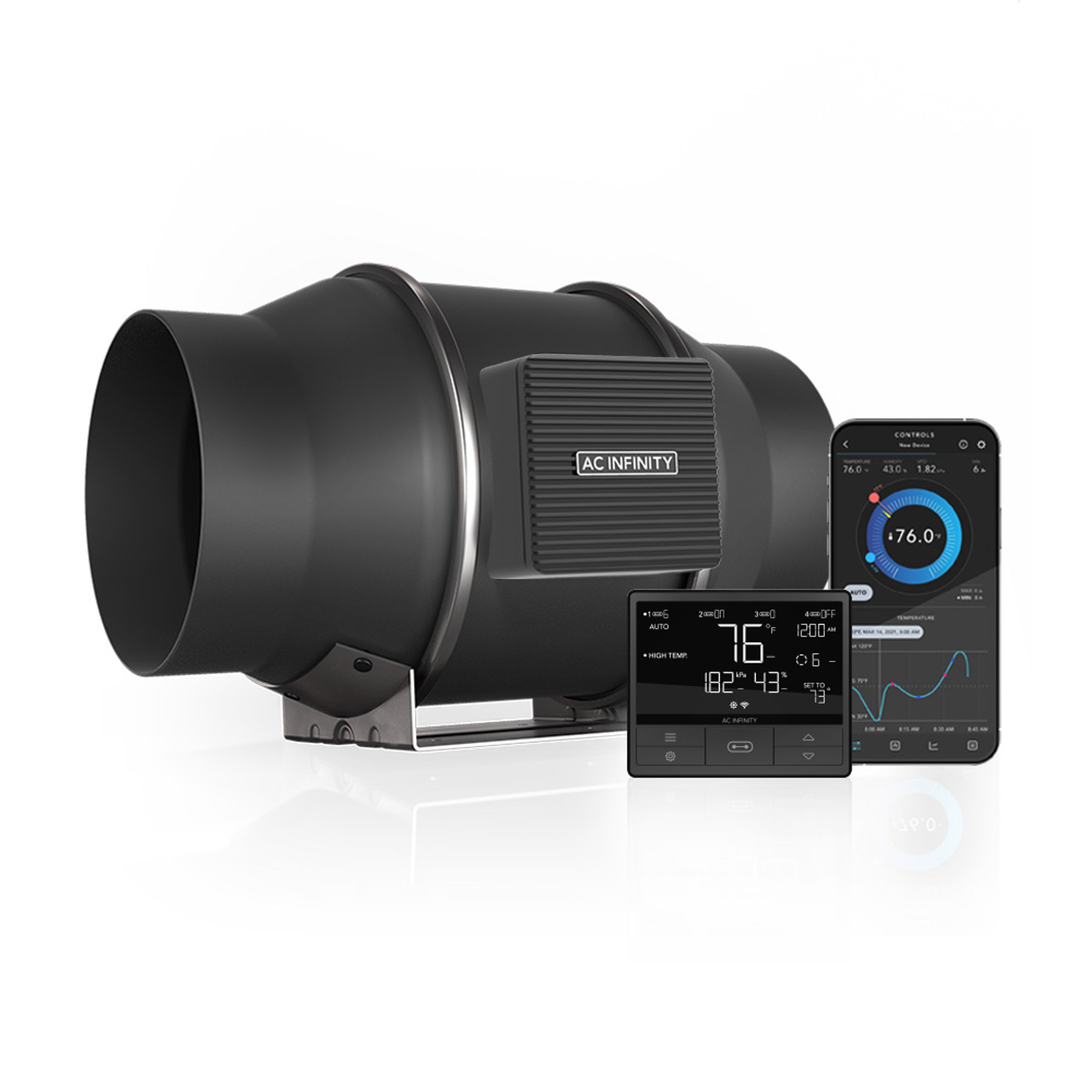 AC Infinity CLOUDLINE PRO T6 150mm 683m³/h mit Temperatur- und Feuchtigkeitssteuerung